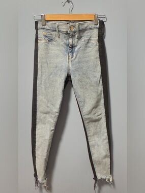 Asos High-Rise Two-Tone Side-Stripe Women’s Jeans - Light Wash Blue 4P| UK 8